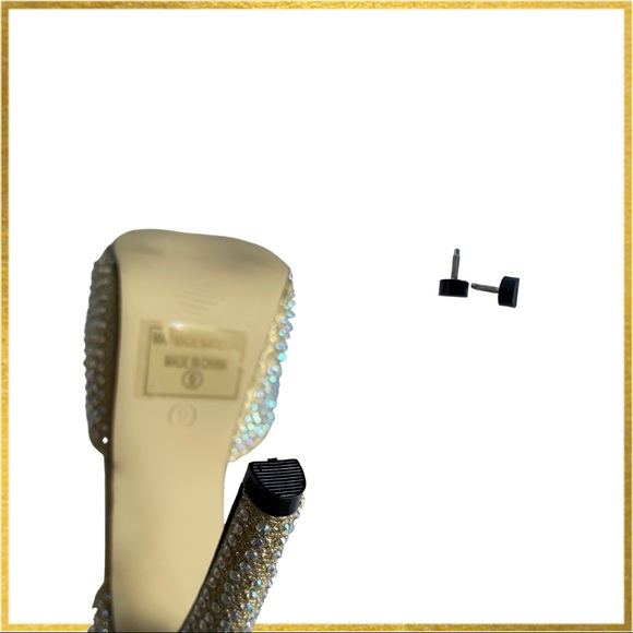 Gold Sparkle Peep-Toe Heels, with extra heel tips. Juliana-77 Size 9. - Picture 9 of 9